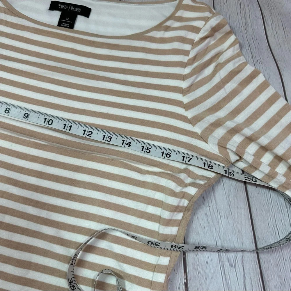 white house black market WHBM striped tee tunic women M neutral minimalist layer - Picture 7 of 10